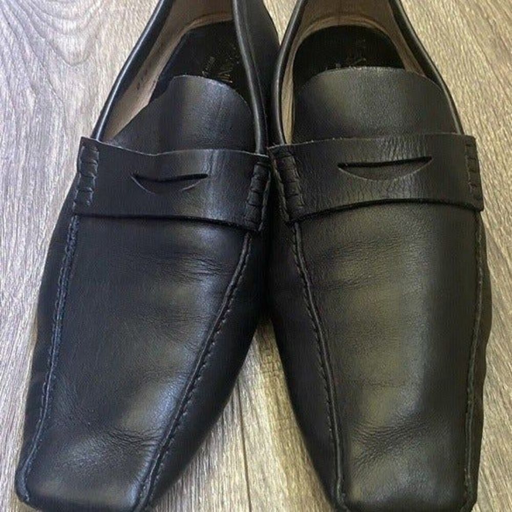 Saint Laurent Driving Penny Loafer Black Leather Size 10 Rive Gauche Drivers 44